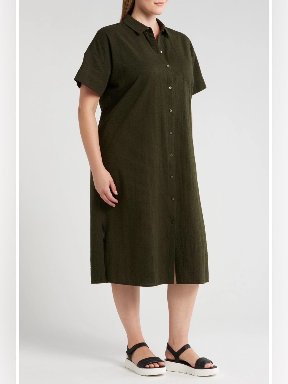 EILEEN FISHER ‘Organic Cotton Pucker Classic Shirt Dress’ - Picture 3 of 10